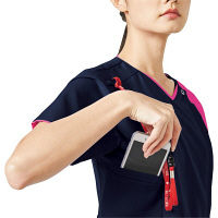 フォーク レディスジップスクラブ ダークネイビー×チェリーピンク M 7057SC-17 1枚　スクラブ（直送品）