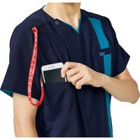 フォーク メンズジップスクラブ ダークネイビー×ターコイズ M 7058SC-17 1枚　スクラブ