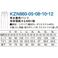 KAZEN 男女兼用パンツ ホワイト 5L KZN860-10-5L（直送品）
