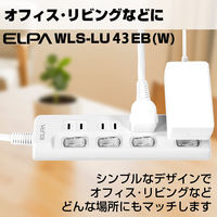 朝日電器 LEDランプ スイッチ付タップ4P3m上 WLS-LU43EB(W) 1個