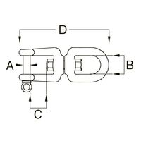 エスコ 490kg/ 92mm Eye & Jaw スイベル(ステンレス製) EA638FC-8 1セット(4個)（直送品）