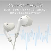 エレコム ステレオヘッドホン/セミオープン型/φ3.5/13.6mmドライバ/FAST MUSIC/F10IA/ホワイト 1個