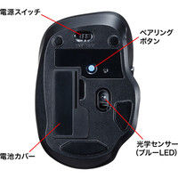 ワイヤレスマウス　無線　静音　5ボタン　中型サイズ　ブルーLED　MA-WBTBL135R　サンワサプライ　1個（直送品）