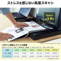 スキャナ　A3サイズ対応　フラットヘッド　2400dpi対応　TWAIN対応　高速スキャン　PSC-12UF　サンワサプライ　1個（直送品）
