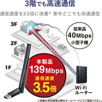 エレコム 無線LAN子機 11ac/n/a/g/b 433/150Mbps WDC-433DU2H2-B 1個（直送品）