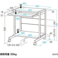 サンワサプライ パソコンラック 幅650×奥行605×高さ700mm ライトグレー RAC-EC75 1台（直送品）