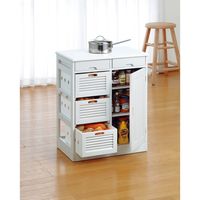 ファミリー・ライフ 天然木野菜収納庫付きキッチンワゴン レギュラー ブラウン 0254310（直送品）