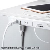 延長コード 電源タップ 1m 2P（ピン） 5個口 USB充電ポート搭載 ホワイト TAP-SLIM5U-1 サンワサプライ 1個