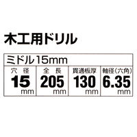 ビッグマン 木工用ドリルミドル 15.0mm 065479 1個