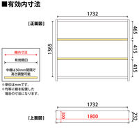 プラス KR軽量ラック (天地4段) 幅1812×奥行312×高さ1500mm ライトグレー KR-15183-4 LG 1台 (3梱包)