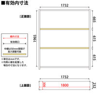 プラス KR軽量ラック (天地4段) 幅1812×奥行312×高さ2100mm ライトグレー KR-21183-4 LG 1台 (3梱包)