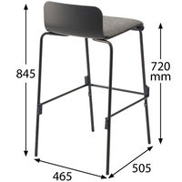 well-be ハイチェア（パッド座） ブラック UB-4 BK/GL 1セット（2脚）幅465mm スタッキング可能 キャスター無し