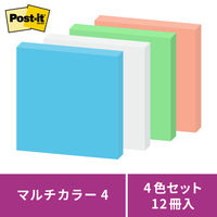 【強粘着】ポストイット 付箋 ふせん ノート 75×75mm マルチカラー4 1箱(12冊入) スリーエム 6541SS-MC-4