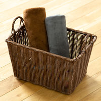 ラタン調 手荷物バスケット ブラウン 1個 スマイル