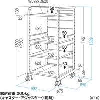 サンワサプライ 高耐荷重ラック 幅582×奥行650×高さ1589mm ライトグレー RAC-HL5 1台（直送品）