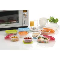 イノマタ化学 保存容器 楽ちんパックスクエア270mL 4色組 P/OR/G/BU 9811 24個（直送品）