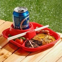 イノマタ化学 バーベキューディッシュ 角 レッド 1421 20個（直送品）