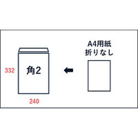 山櫻 白封筒 角2 本ケントCoC 100 YAMA-0006-0053 1セット(500枚:100枚×5袋)