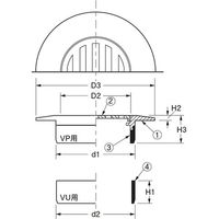 アウス ツバ広排水目皿(VP・VU兼用) D-3VT-PU 125 1個