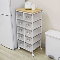 宮武製作所 キッチンストッカーワゴン 10杯 幅460×奥行365×高さ960mm ホワイト 9NA-KS10S 1台（直送品）