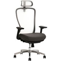 【軒先渡し】関家具 AiDen（アイデン） A04-L オットマン オフィスチェア ホワイト×グレー×ブラック 351183 1脚（直送品）