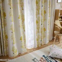 スミノエ MOOMIN セミオーダー カーテン プートドレープ 1800×1400mm イエロー 1セット(2枚入)（直送品）