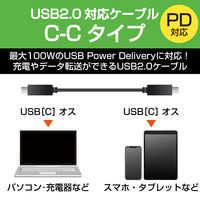タイプCケーブル (USB-C to C) PD対応 100W 1m 黒 U2C-CC5PC10NBK エレコム 1本