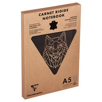 本革製ハードカバーノート クレールフォンテーヌ ブラックフォレスト　ハードカバーノート　Ａ５　横罫　オオカミ ブラック 1冊（直送品）