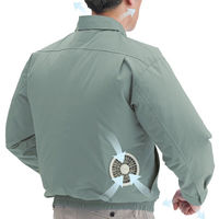 綿薄手空調服　長袖　ファンバッテリーセット　モスグリーンM  1セット  空調服