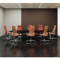 【組立設置込】コクヨ ファブレ革張 プレーンローバック サークル肘 ブラック×ダークブラウン×ポリッシュ 1脚（直送品）