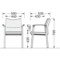 ライオン事務器 ミーティングチェア クローズドバック 4本脚 肘付 アップルグリーン 1脚（直送品）