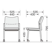 ライオン事務器 ミーティングチェア クローズドバック キャスター付4本脚 肘なし ブラック 1脚（直送品）