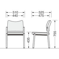 ライオン事務器 ミーティングチェア セパレートバック 4本脚 肘なし ブラック 1脚（直送品）