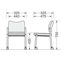 ライオン事務器 ミーティングチェア セパレートバック キャスター付4本脚 肘なし サンドベージュ 1脚（直送品）
