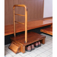 【軒先渡し】ヤマソロ 手すり付きうづくり玄関台60 ブラウン 幅696×奥行400×高さ780～795mm 1台（直送品）