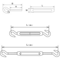水本機械製作所 水本 ステンレス 枠式ターンバックル(フック&フック) SUS316 捻子径Mー5 TB-5HM 316 1個（直送品）