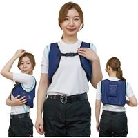 総メッシュクールベスト:メッシュベスト(反射材付)ネイビー+保冷剤8個入+保冷ボックス付 5901F-OK0912OK0911-8 1式（直送品）
