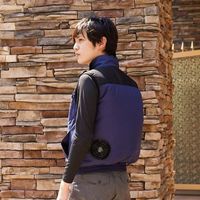 岡潮 空調ベスト(ウェアのみ)日本製生地使用 20221 ネイビー×ブラックS 20221N-S 1着 535-8975（直送品）