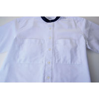 ボンマックス ユニセックスバンドカラーシャツ ネイビーストライプ S BKB4506 1枚（直送品）