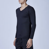 おたふく手袋 BT冷感・消臭パワーストレッチ ロングスリーブ Vネックシャツ ブラック M JW-639 1枚（直送品）