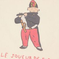 （世界の名作）巾着ポーチ（L） 笛を吹く少年 LAKOLE/ラコレ