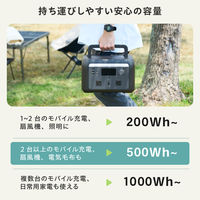 ポータブル電源 大容量 512Wh リン酸鉄 バッテリー 急速充電 PD ブラック DE-PS500PEBK エレコム 1個（直送品）