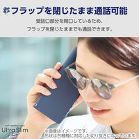 P242 ケース レザー 手帳型 マグネット スタンド機能付 花柄 ネイビー PM-P242PLFUJNV エレコム 1個（直送品）