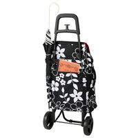 レップ ショッピングカート カートセット 保冷保温 40L フラワー ブラック 1個 キャリーカート1WAY  買い物 荷物運び COCORO