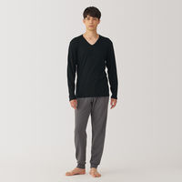 【メンズ】無印良品 紳士 あったか綿 Vネック長袖Tシャツ 紳士XL 黒 良品計画