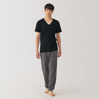 【メンズ】無印良品 紳士 あったか綿 Vネック半袖Tシャツ 紳士XL 黒 良品計画