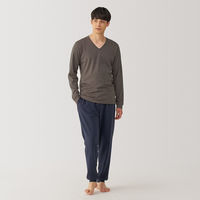 【メンズ】無印良品 紳士 あったか綿 厚手 Vネック長袖Tシャツ 紳士S カーキ 良品計画