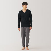 【メンズ】無印良品 紳士 あったか綿 厚手 Vネック長袖Tシャツ 紳士M 黒 良品計画