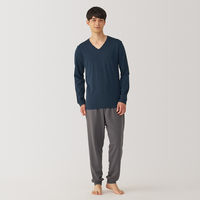 【メンズ】無印良品 紳士 あったか綿 厚手 Vネック長袖Tシャツ 紳士S ダークネイビー 良品計画