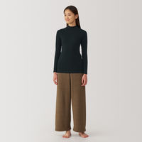 【レディース】無印良品 婦人 あったか綿 ハイネック長袖Tシャツ 婦人S 黒 良品計画